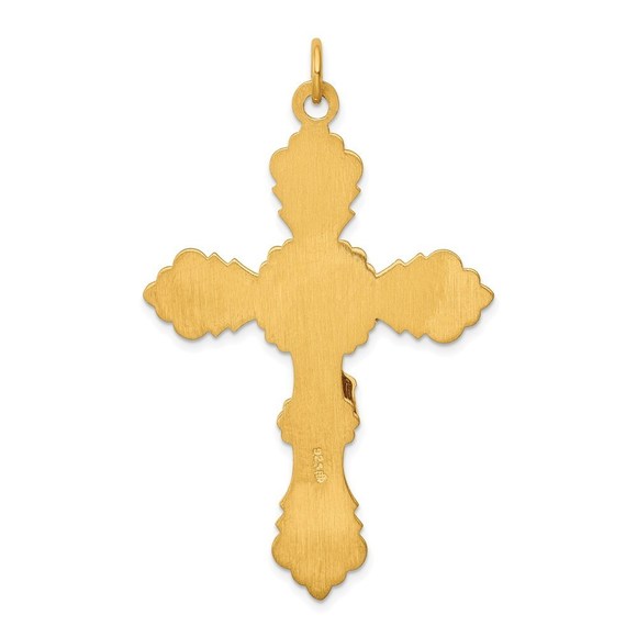 Million Charms 925 Sterling Silver & 24k Gold -plated INRI Crucifix Pendant - Picture 4 of 4